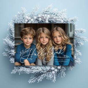 Hallelujah Elegant Script Photo Christmas Card