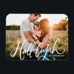 Hallelujah Modern Calligraphy Christmas Photo Magnet<br><div class="desc">Hallelujah! Bring a touch of holiday cheer to your home with our Customizable Photo Christmas Magnet! Perfect for displaying cherished memories, this magnet allows you to personalize it with your favorite festive photo, making it a unique addition to your holiday decor. An ideal gift for family and friends—create memorable keepsakes...</div>