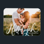 Hallelujah Modern Calligraphy Christmas Photo Magnet<br><div class="desc">Hallelujah! Bring a touch of holiday cheer to your home with our Customizable Photo Christmas Magnet! Perfect for displaying cherished memories, this magnet allows you to personalize it with your favorite festive photo, making it a unique addition to your holiday decor. An ideal gift for family and friends—create memorable keepsakes...</div>