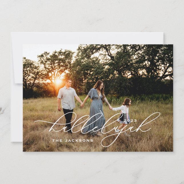 Hallelujah Scripted Religious Christmas Holiday Card (Front)