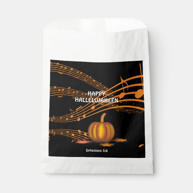 HALLELUJAHEEN | Pumpkin | Christian Halloween Favor Bag (Front)