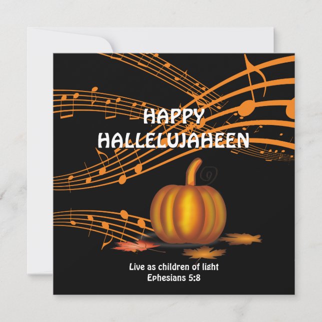 HALLELUJAHEEN | Pumpkin | Christian Halloween Holiday Card (Front)