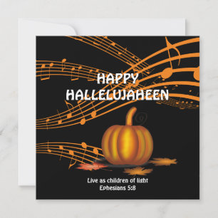HALLELUJAHEEN Pumpkin Christian Halloween Holiday Card