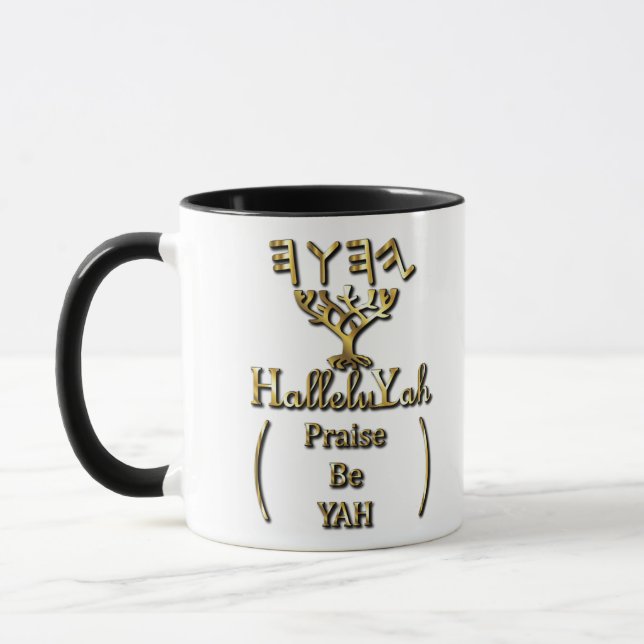HalleluYah Praise Be YAH Gold Mug (Left)
