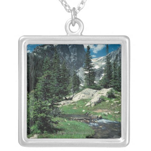 Hallett Peak  Rocky Mountain National Park  Silver Plated Necklace