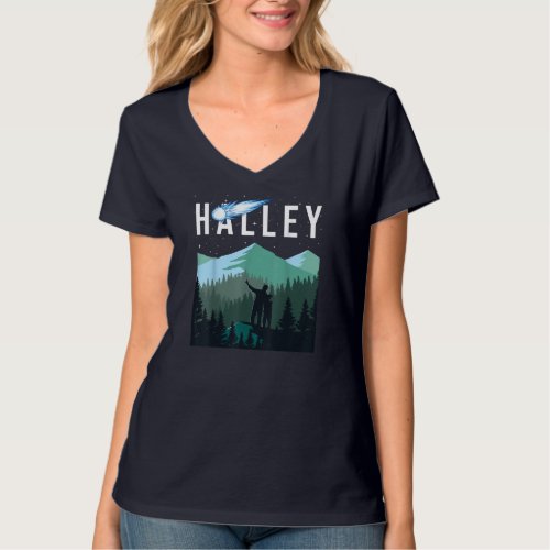 Halleys Comet Night Sky Solar System Space Astron T_Shirt
