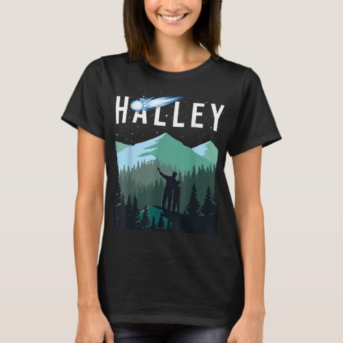 Halleys Comet Night Sky Solar System Space Astron T_Shirt