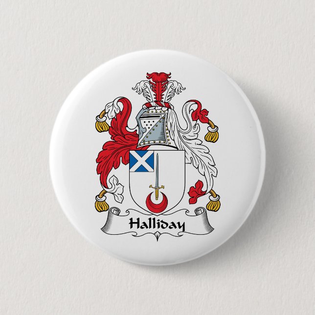 Halliday Family Crest Pinback Button (Front)