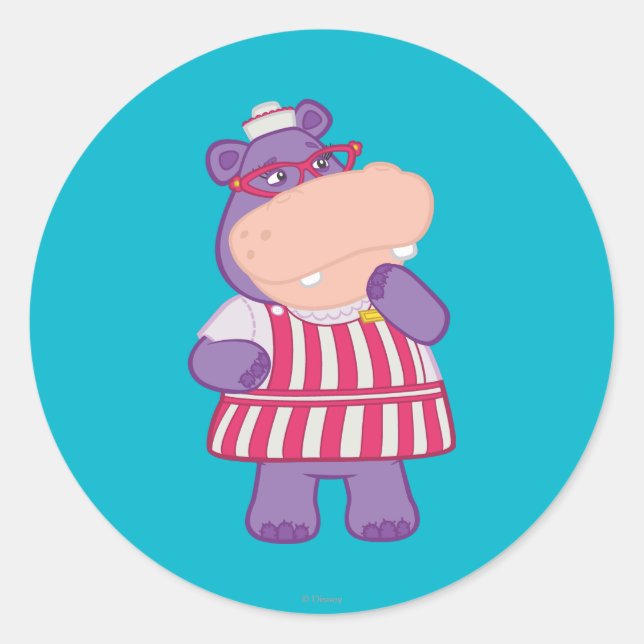 Hallie the Happy Hippo Classic Round Sticker (Front)