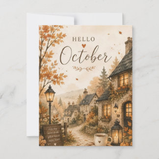 Hallo fall day invitation card full autumn color