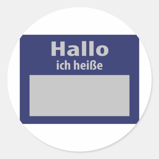 hallo, ich heisse symbol classic round sticker | Zazzle.com