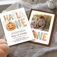 Hallo-one 1st Birthday Photo Pumpkin Fall Green