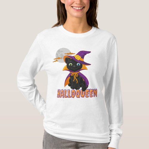 Halloqueen Cat Funny T_Shirt