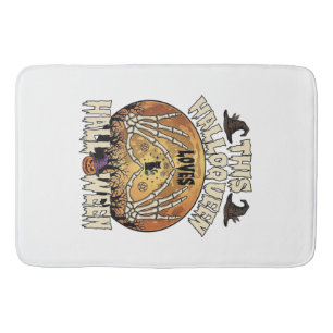 Halloqueen Loves Halloween Skeleton Hands Black Ca Bath Mat