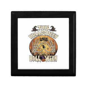 Halloqueen Loves Halloween Skeleton Hands Black Ca Gift Box