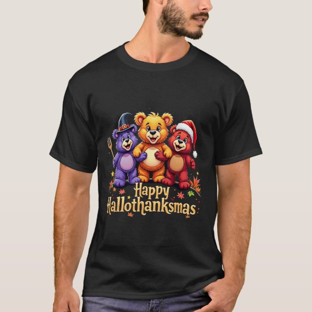 Hallothanksmas Bears Tee Halloween Thanksgiving Ch (Front)