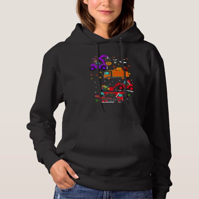 Hallothanksmas Construction Vehicle Crane Truck Bo Hoodie (Front)