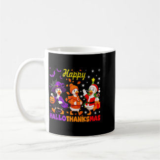 Hallothanksmas Funny Geese Halloween Thanksgiving Coffee Mug