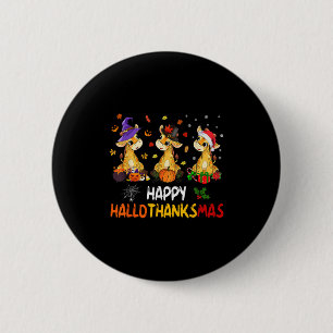 Hallothanksmas Giraffe Halloween Thanksgiving Chri Button