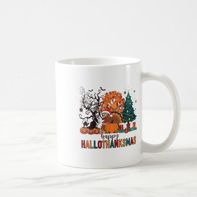 Hallothanksmas Halloween Costume Thanksgiving Xmas Coffee Mug (Right)