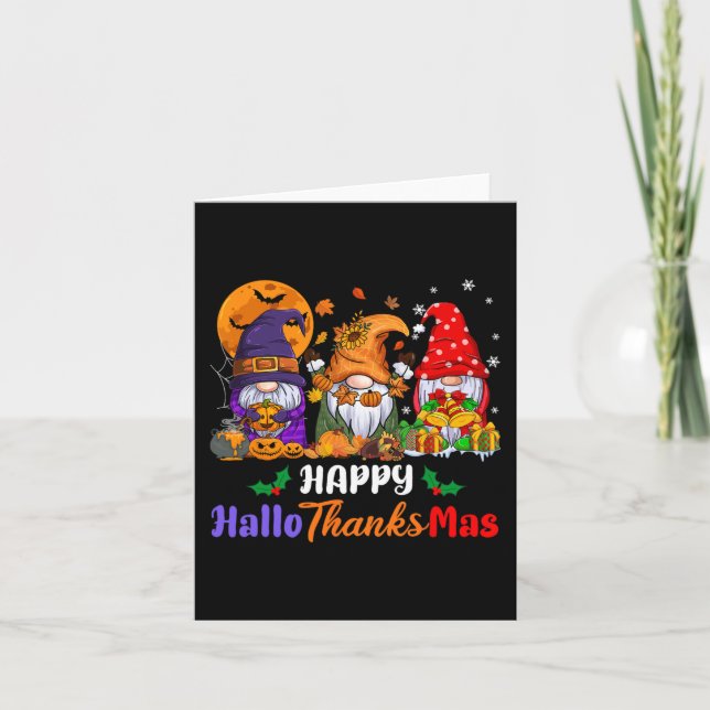 Hallothanksmas Halloween Thanksgiving Christmas Gn Card (Front)