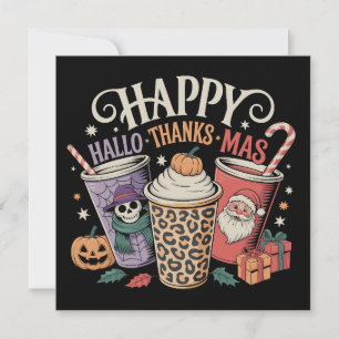 Hallothanksmas Halloween Thanksgiving Christmas Holiday Card