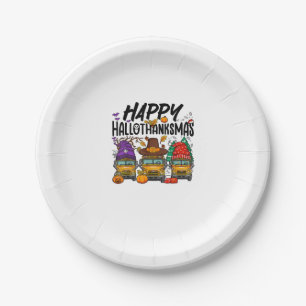 HalloThanksMas Halloween Thanksgiving Christmas Sc Paper Plates