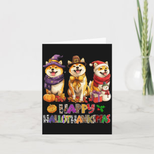Hallothanksmas Shiba Dogs Halloween Christmas Card