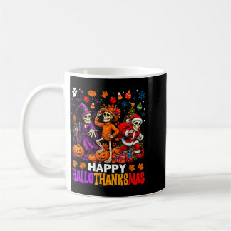 Hallothanksmas Skeletons Halloween Thanksgiving Coffee Mug