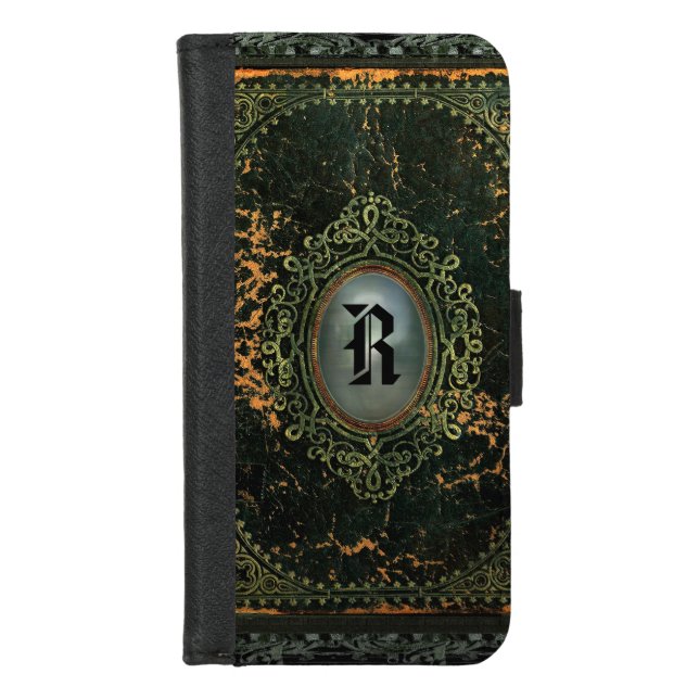 Hallow Andoor Old Book Style cool Monogram iPhone Wallet Case (Front)