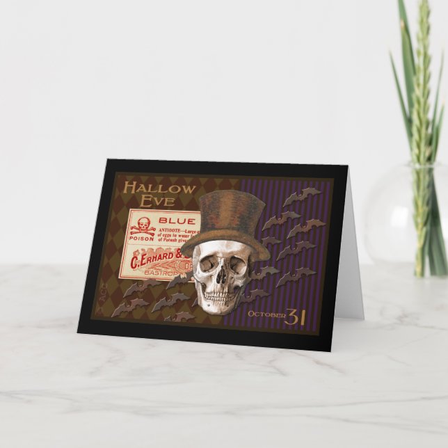 Hallow Eve Halloween Skull Card (Front)