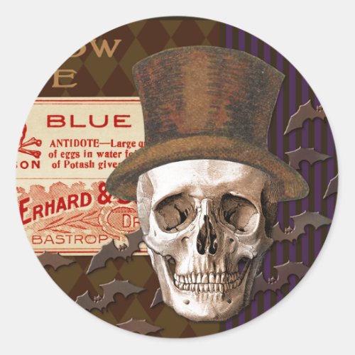Hallow Eve Halloween Skull Classic Round Sticker