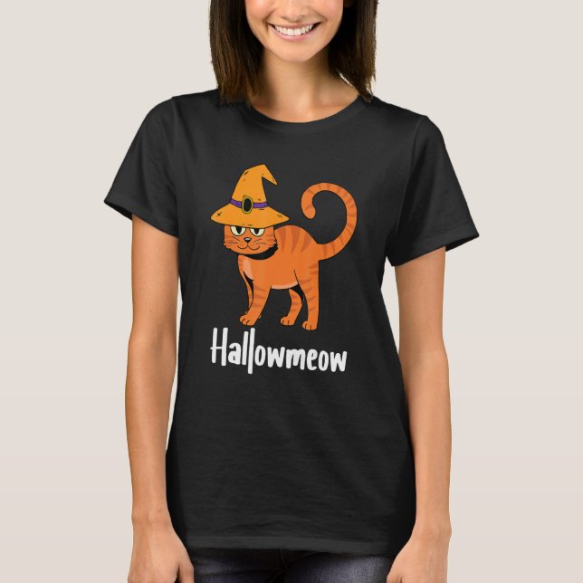 Hallow Meow Lazy Halloween Costume  Cat Kitten Wit T-Shirt (Front)