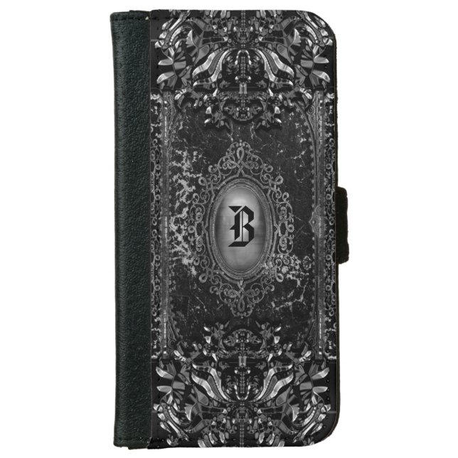 Hallow Shade 6/6s Victorian Goth Monogram iPhone Wallet Case (Front)