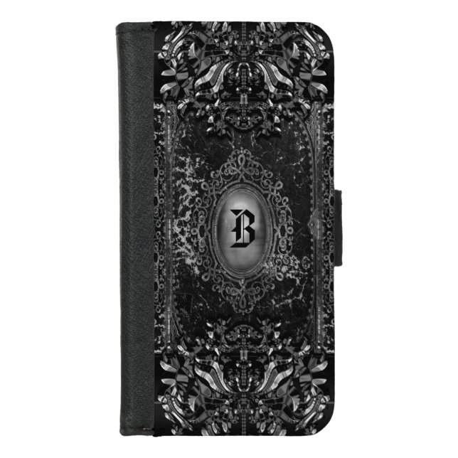 Hallow Shade Unique Victorian Goth Monogram iPhone Wallet Case (Front)