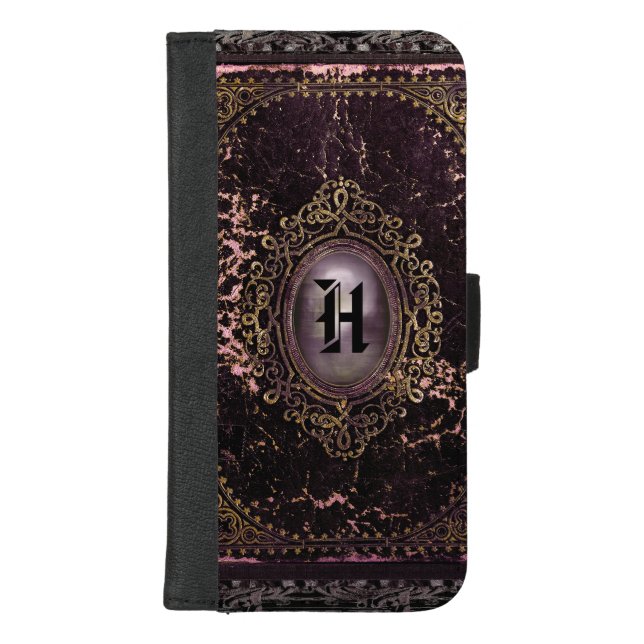 Hallow Unique Andoor Old Book Style  Monogram iPhone Wallet Case (Front)