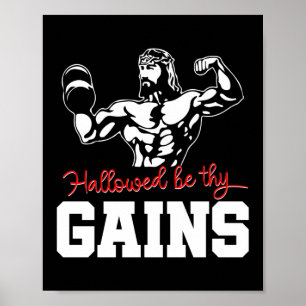 Hallowed Be Thy Gains Jesus Workout Poster