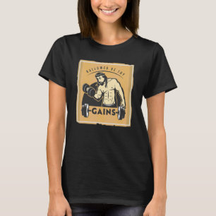 Hallowed Be Thy Gains Muscle Jesus Weight Lifting T-Shirt