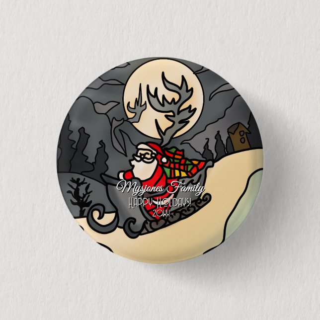 Hallowed Rustic Holiday Claus Button (Front)
