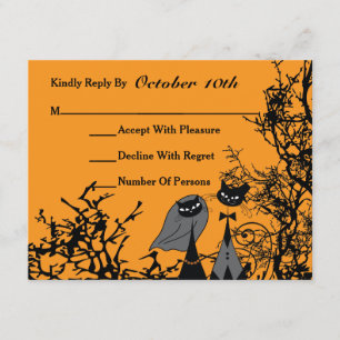 Hallowedding Cats Wedding RSVP Card