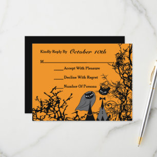 Hallowedding Cats Wedding RSVP Card Custom