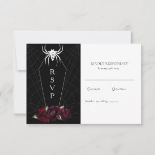 Hallowedding Spider Web Coffin Black White RSVP