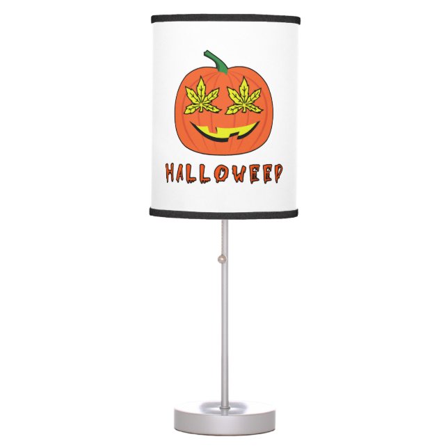 Halloweed Funny Hippie Pumpkin Halloween Table Lamp (Front)