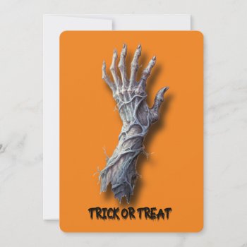 Halloweeen Creepy Spooky Zombie Hand Invitation by HalloweenHollow at Zazzle