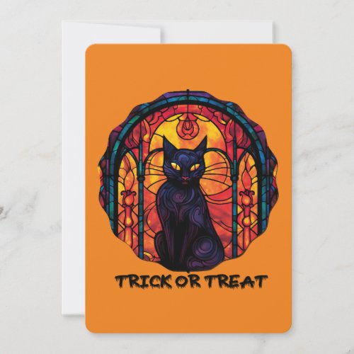 Halloweeen Spooky Black Cat Scene Invitation