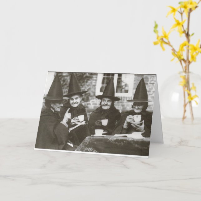 Halloweem Witches Hat Gathering Card - Customized (Yellow Flower)