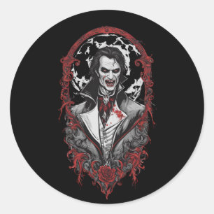 Halloween 12 vampire, b, scary monster, horror, classic round sticker