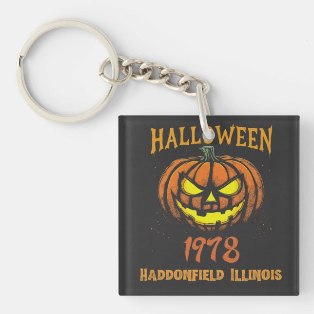 Halloween 1978 Holiday Spooky Myers Pumpkin Haddon Keychain (Front)