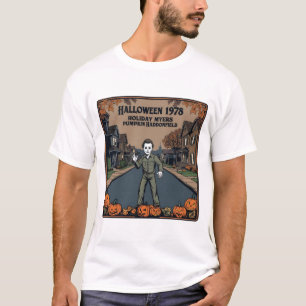 Halloween 1978 Holiday Spooky Myers Pumpkin Haddon T-Shirt