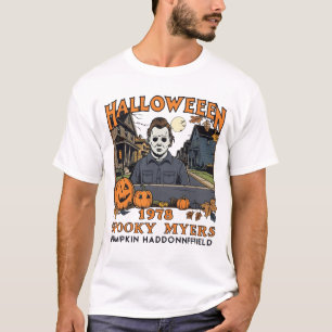 Halloween 1978 Holiday Spooky Myers Pumpkin Haddon T-Shirt